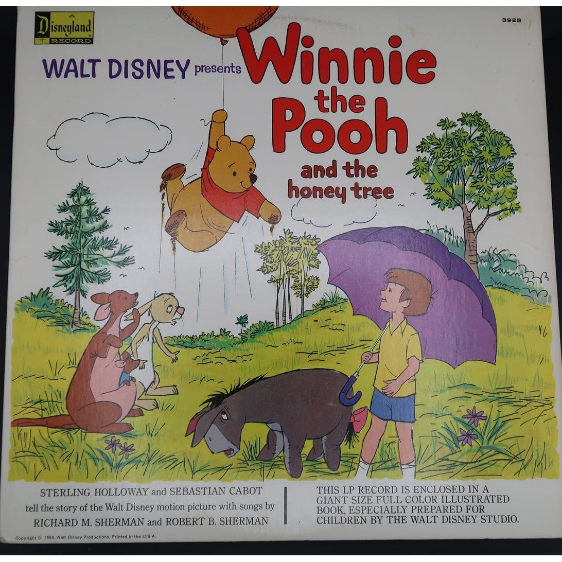 Disneyland Records Walt Disney Winnie the Pooh and the Honey Tree LP Record 1965