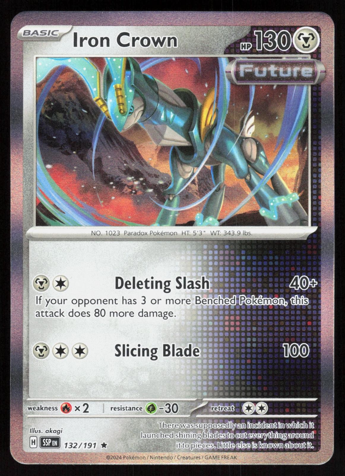 Surging Sparks Corona di Ferro 132/191 Raro Pokemon Holo quasi nuovo/m