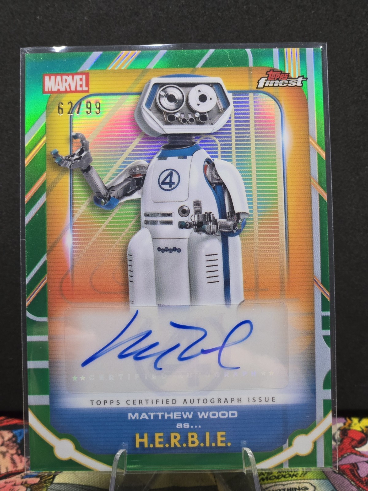 2026 Topps Finest Marvel Fantastic Four H.E.R.B.I.E. Autografo Matteo Legno /99 