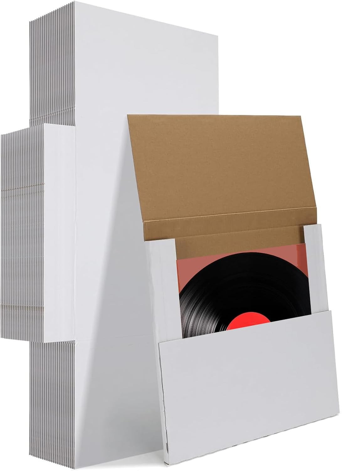 50 Pack Vinyl Record Shipping Boxes: 12.5" X 12.5" X 1" White Vinyl Record LP Sh