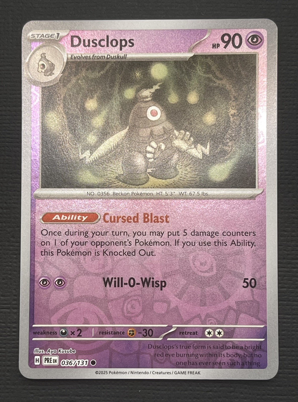 Dusclops 036/131 Evoluzioni Prismatiche Comuni Pokemon Reverse Holo Near Mint NM