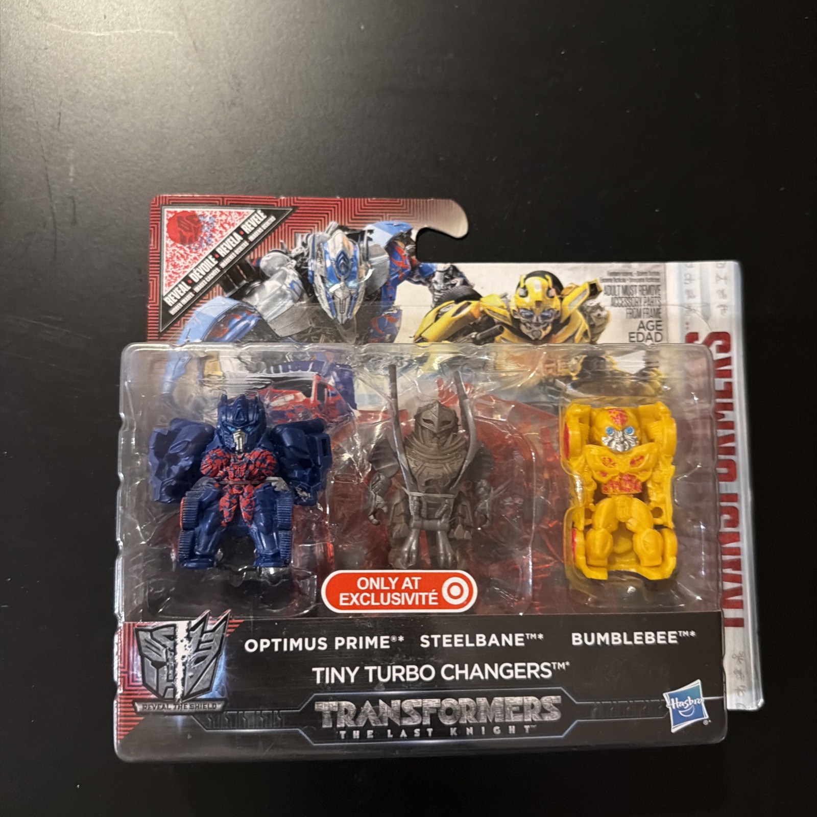 Set 3 personaggi Transformers Tiny Turbo Changers Optimus Prime Steelbane Bumblebee