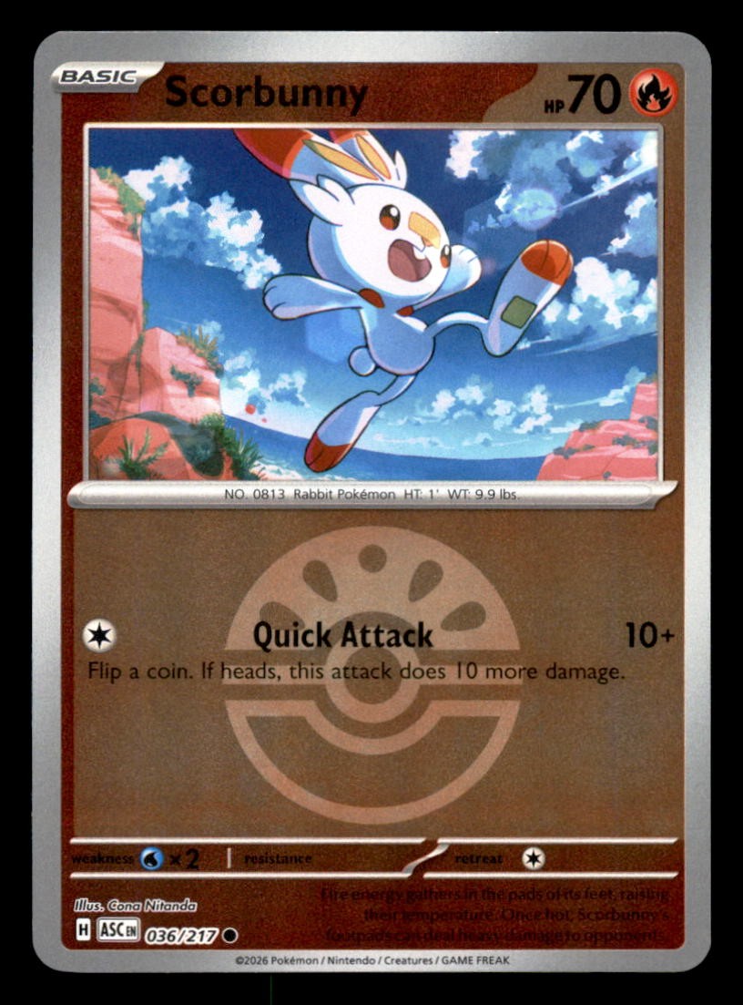 SCORBUNNY (FRIEND BALL) 036/217 R. HOLO ASCENDED HEROES NM