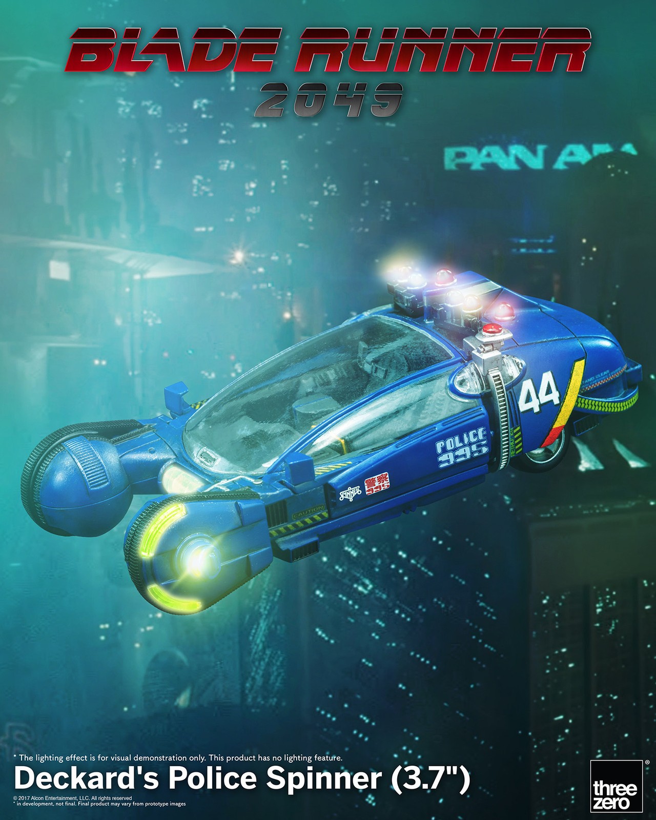 threezero Blade Runner 2049 Deckard's Police Spinner modello veicolo pressofuso 3,7"