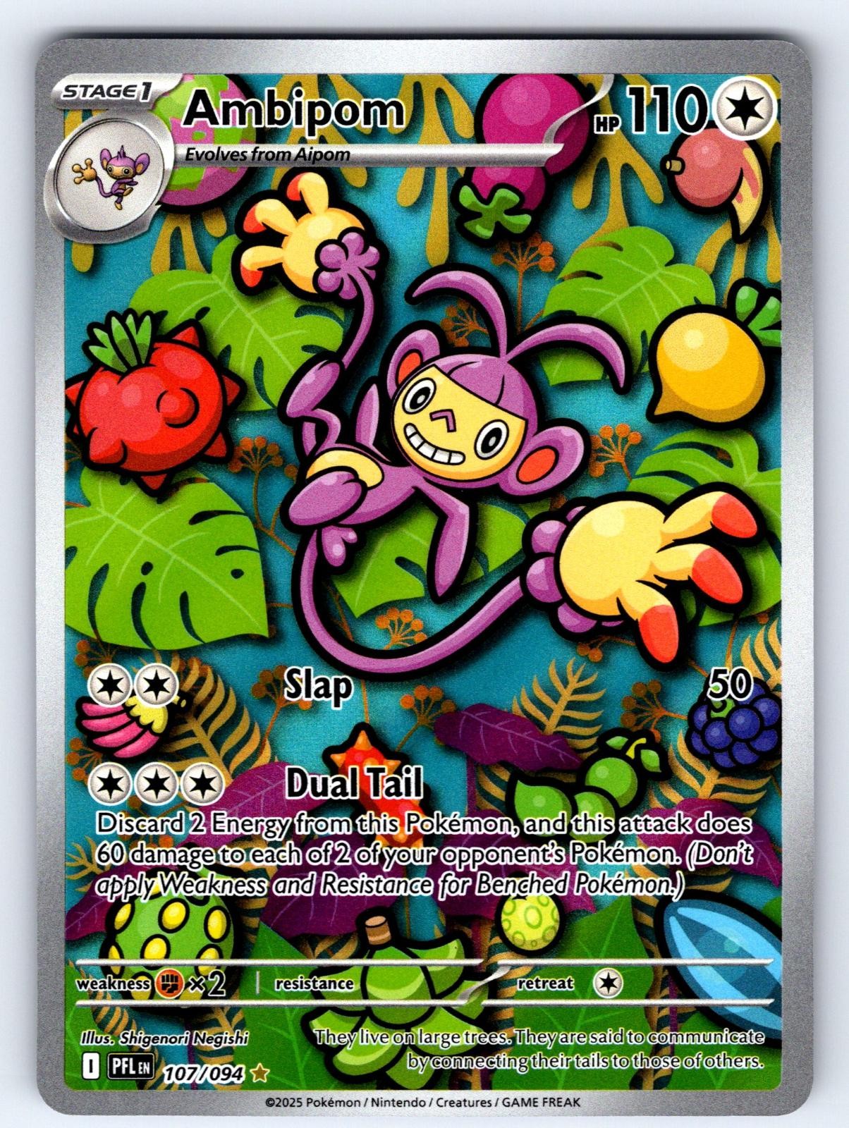 Ambipom 107/094 Illustrazione Rara Fiamme Fantastiche Pokemon Holo Near Mint