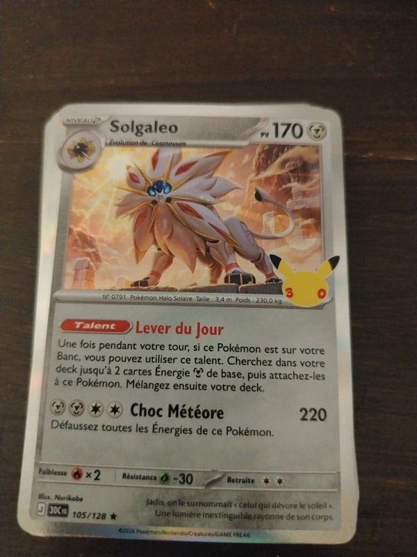 Carte pokemon 0,5€ - Solgaleo 105/128 30 ans