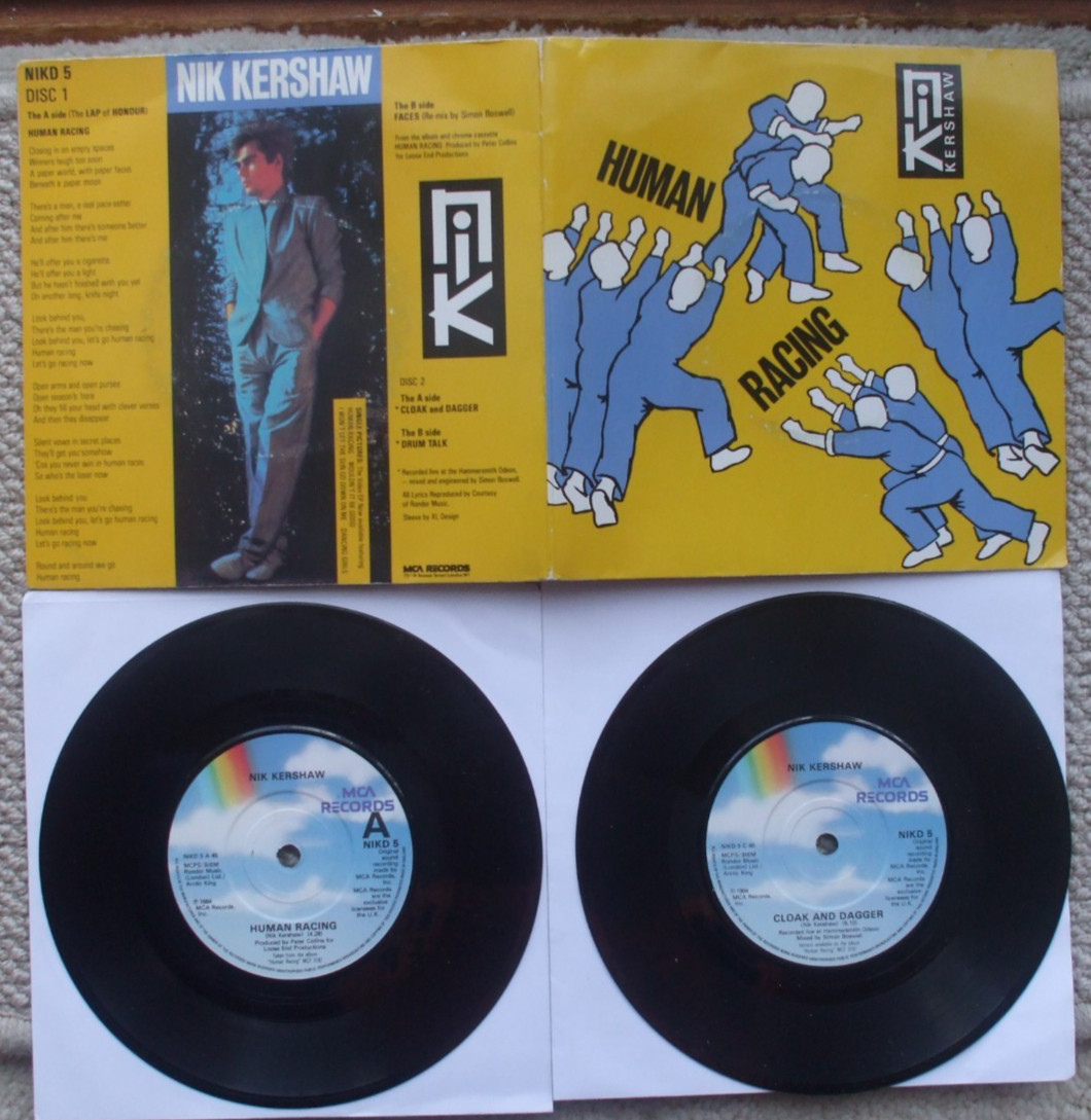 Nik Kershaw - Human Racing / Faces - EX- Twin Pack 45 - Gatefold PS