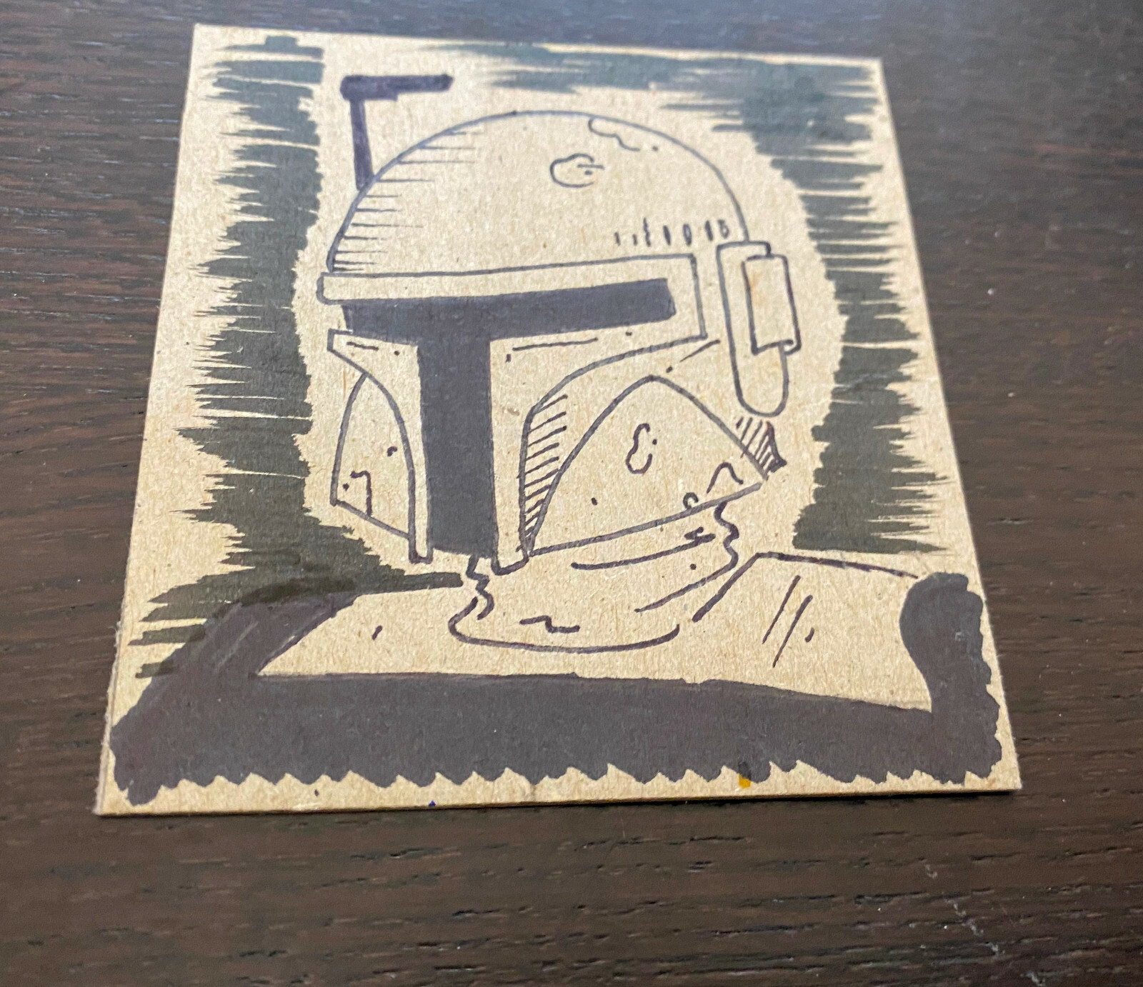STAR WARS -- SCHIZZO ARTISTICO ORIGINALE 3x3 di Boba Fett -- Graham Matheu