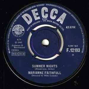 Marianne Faithfull - Summer Nights, 7", (Vinyl)