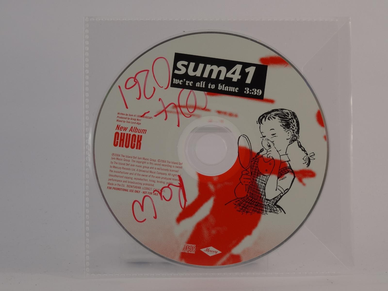SUM 41  WE'RE ALL TO BLAME (Y1) 1 Track Promo CD Single including Plastic Sleeve