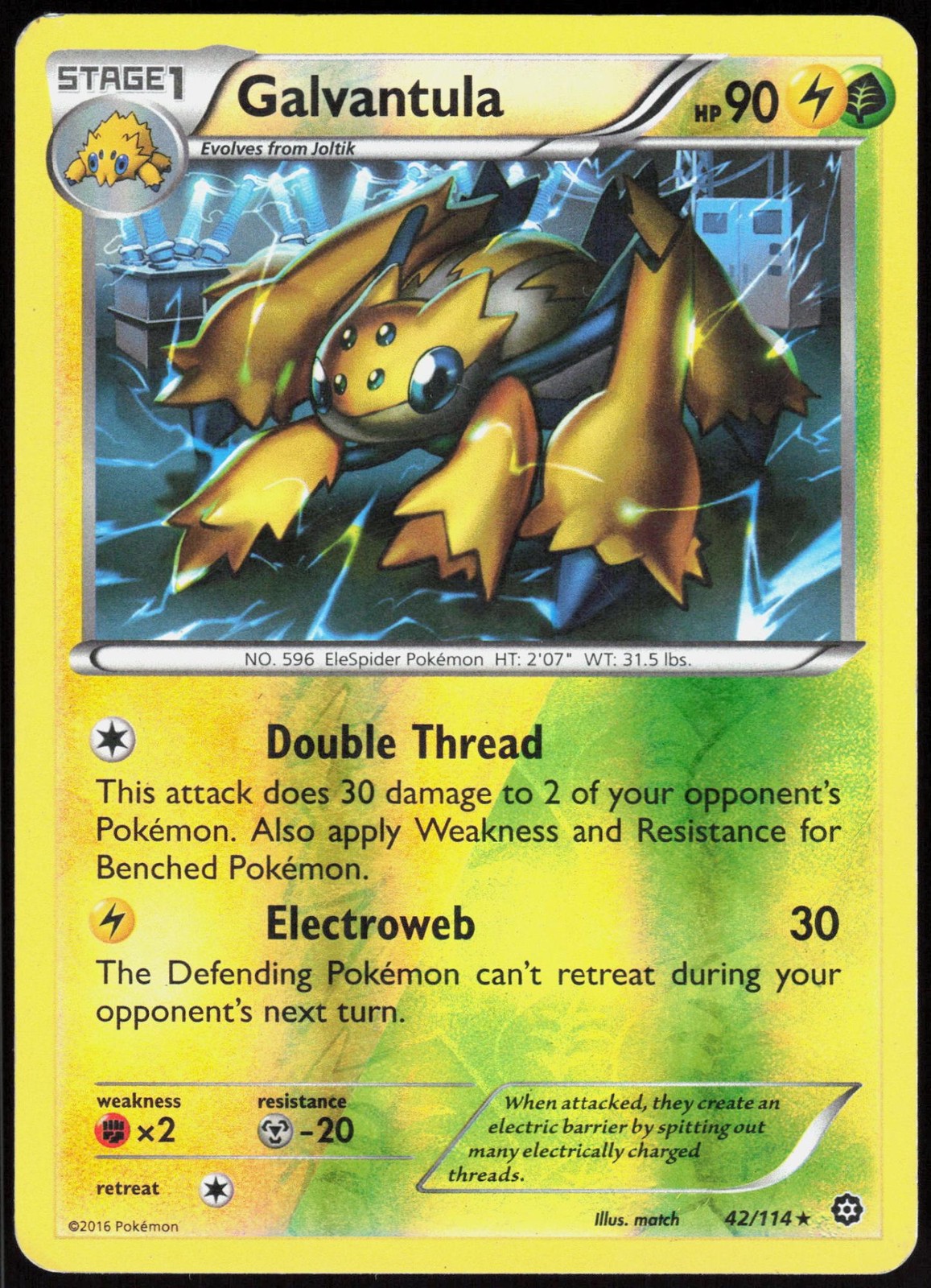 Steam Siege Galvantula 42/114 Raro Pokemon Reverse Holo LP