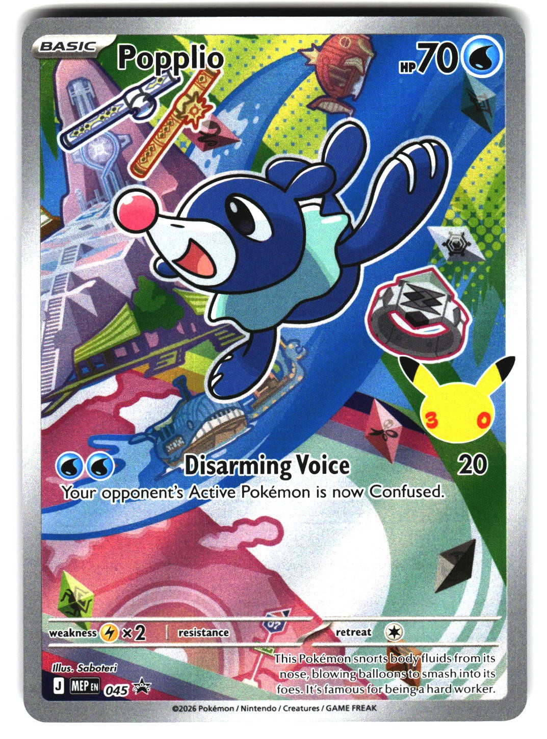 Popplio 045 Pokemon ME: Mega Evoluzione Promo Holo Promo quasi nuovo