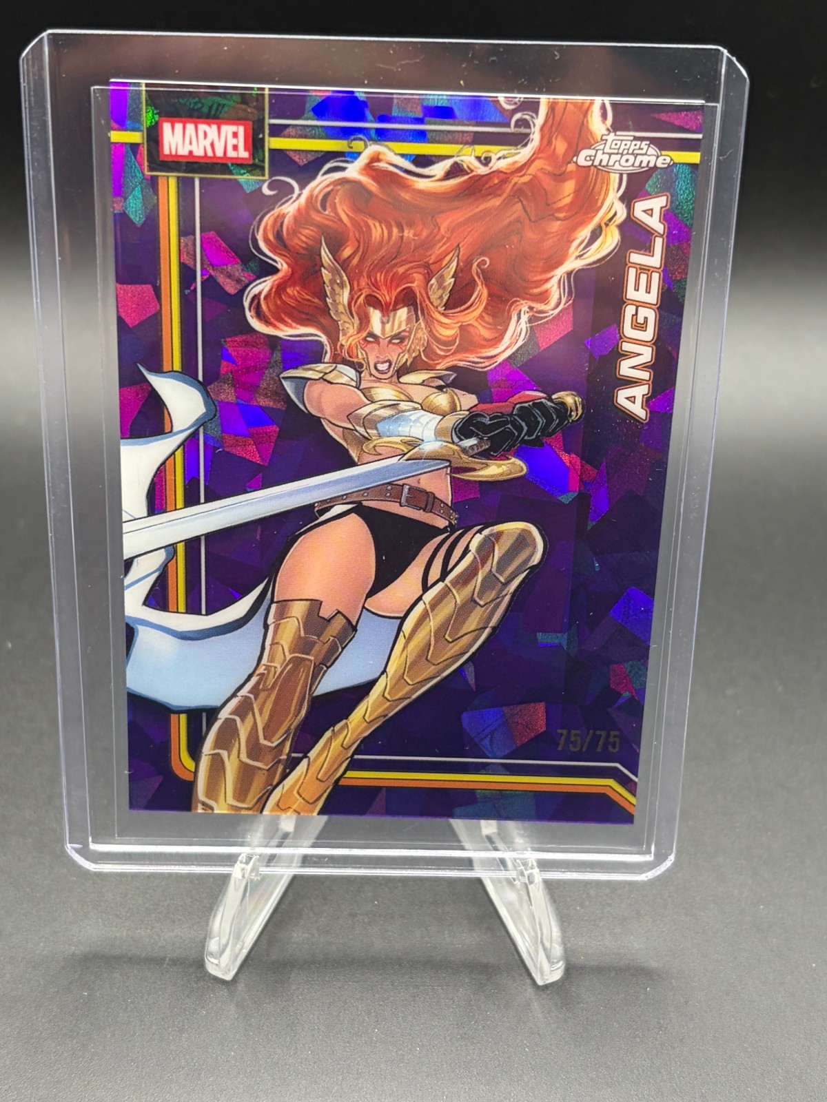 2026 Topps Chrome Marvel Sapphire Angela Purple Geometric Refractor /75