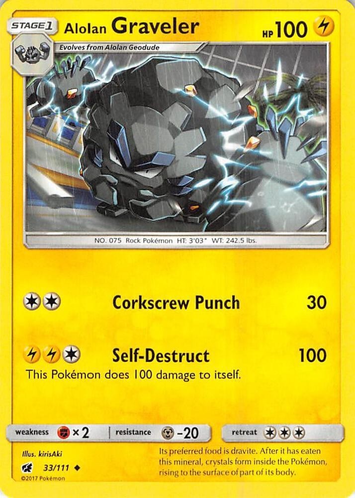 Alolan Graveler 33/111 Uncommon Crimson Invasion Pokemon Lightly Played