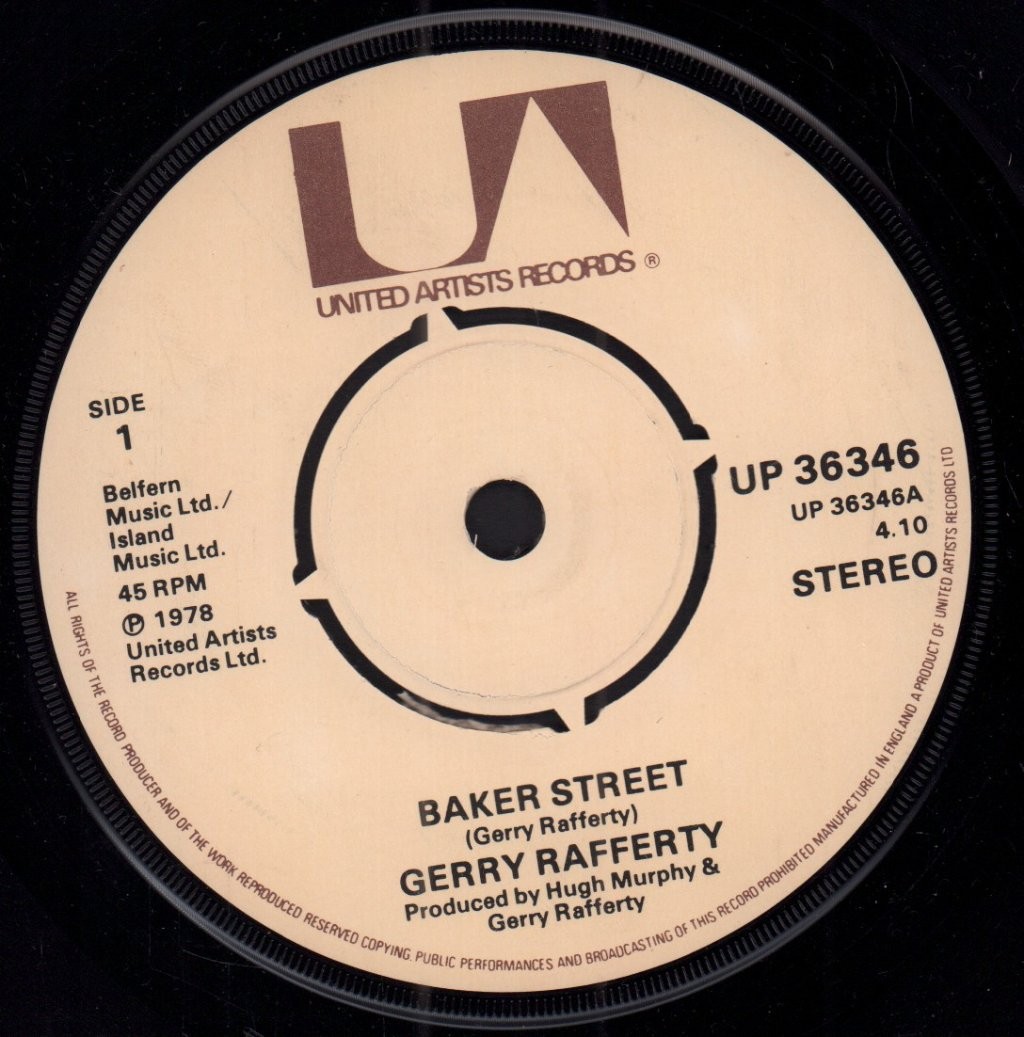 Gerry Rafferty Baker Street 7" vinyl UK United Artists 1979 4 prong label design