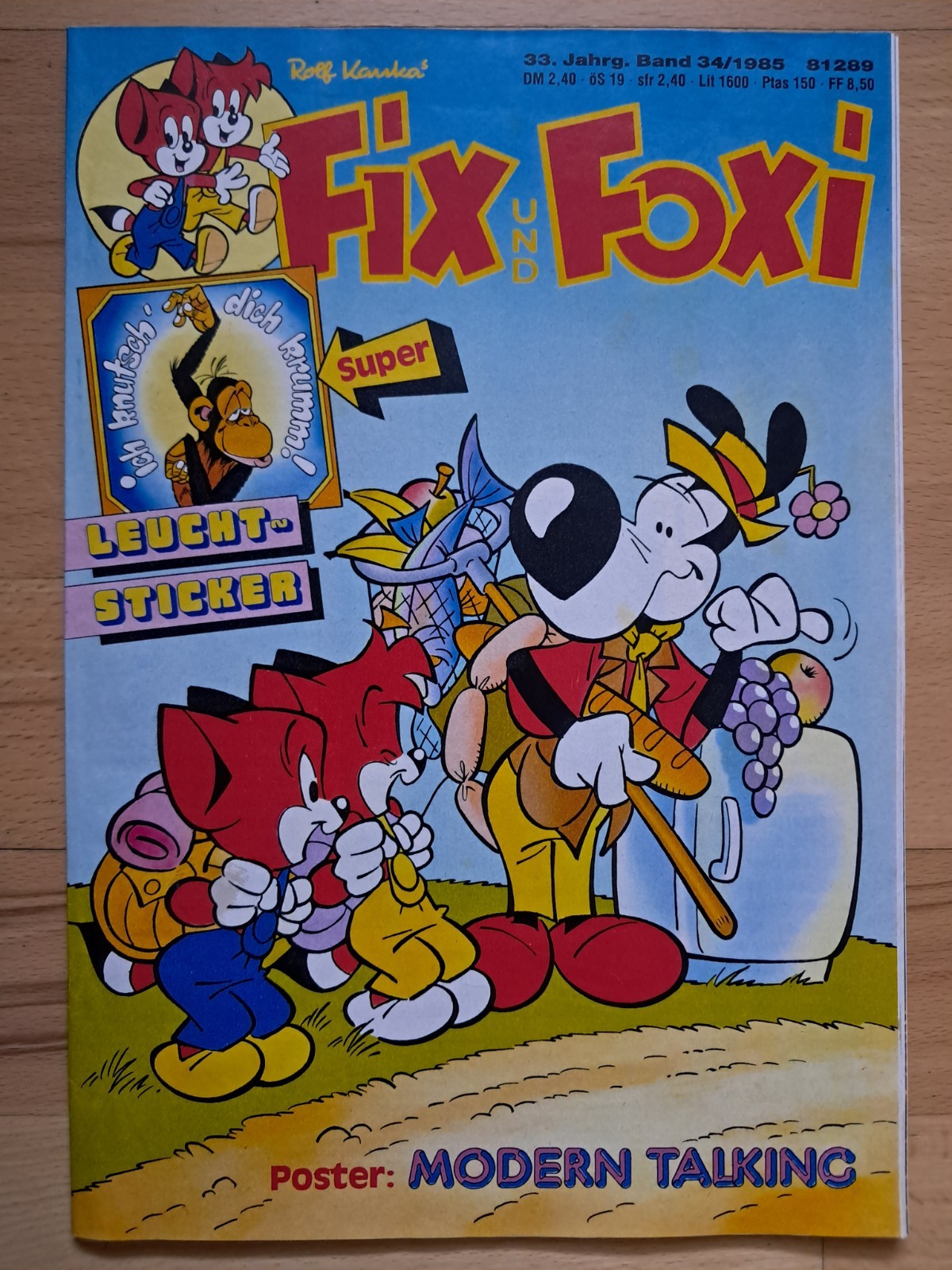 Fix + Foxi 33° anno n.34 del 1985 con poster Modern Talking - Z1-2 CAUKA