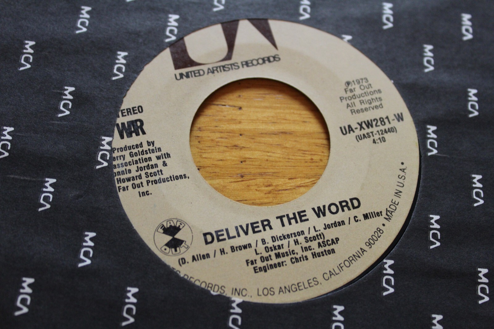 WAR "DELIVER THE WORD" 45 RPM 7" RECORD G+ UNITED ARTISTS [d43-55]