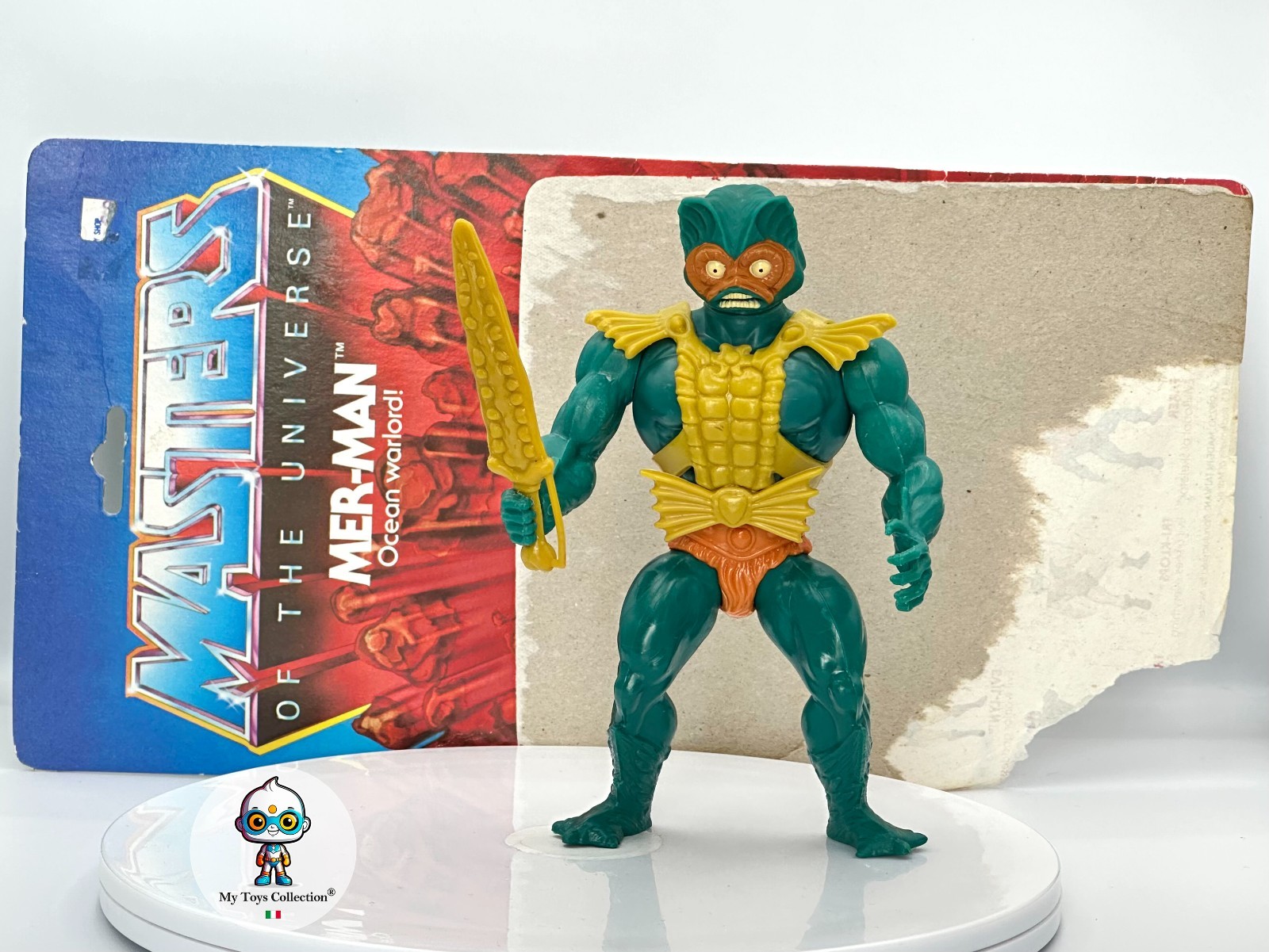 Masters Of The Universe vintage MER-MAN + CARD Taiwan 🇹🇼