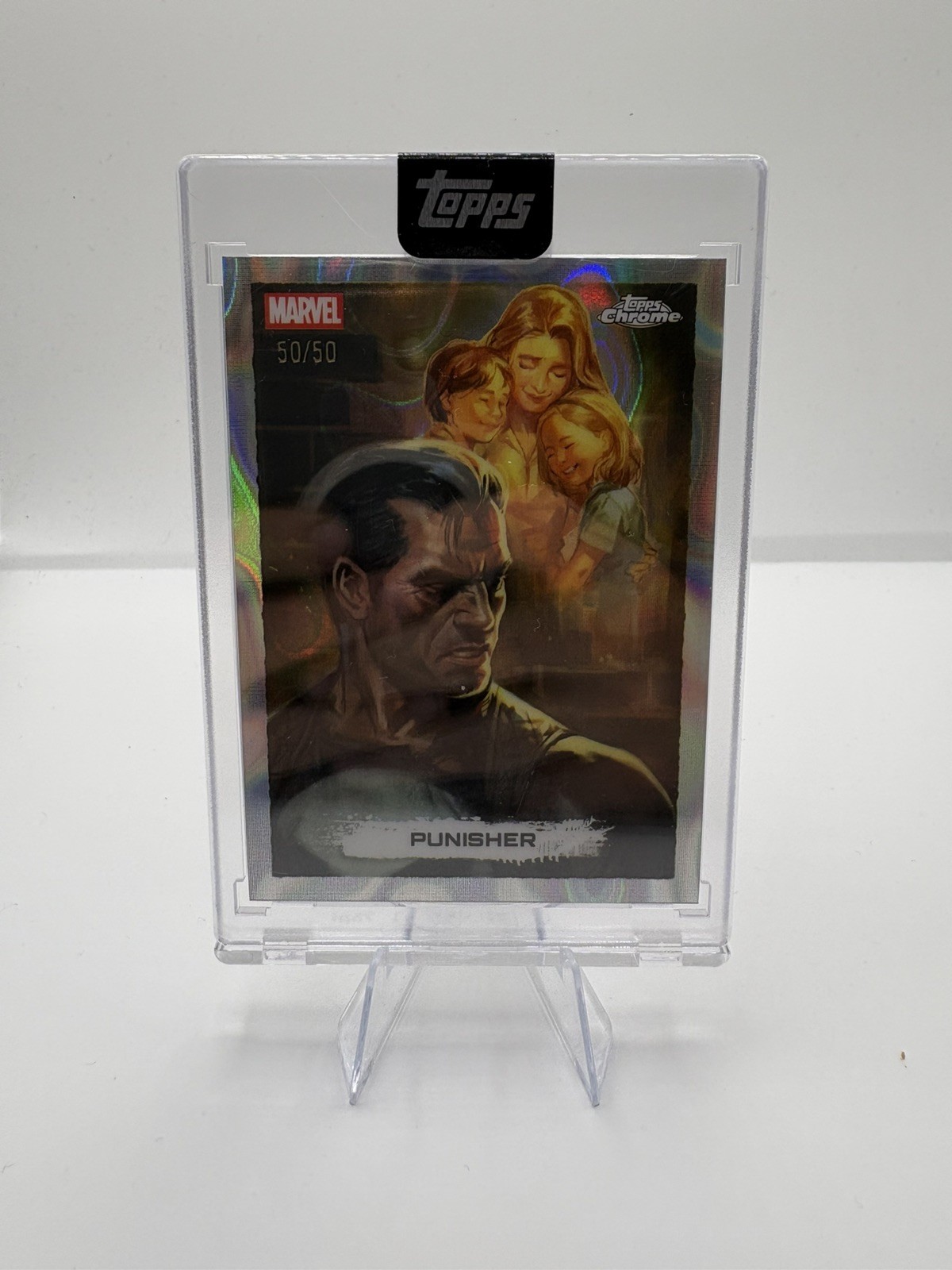 Topps 2026 come nuovo Marvel Topps Chrome Punisher SDCC-P 50/50 Ian McDonald fine libro