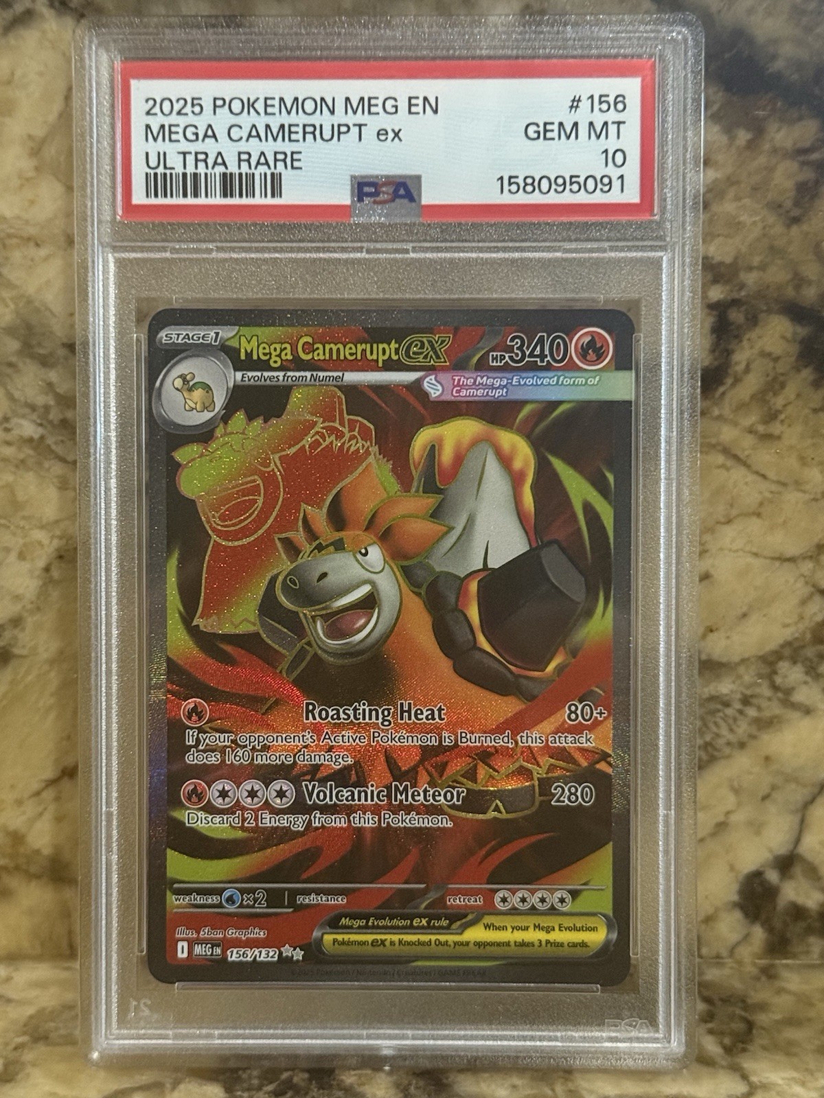 Mega Camerupt EX # 156/132 | Pokemon TCG - 2025 Mega Evoluzione | PSA 10