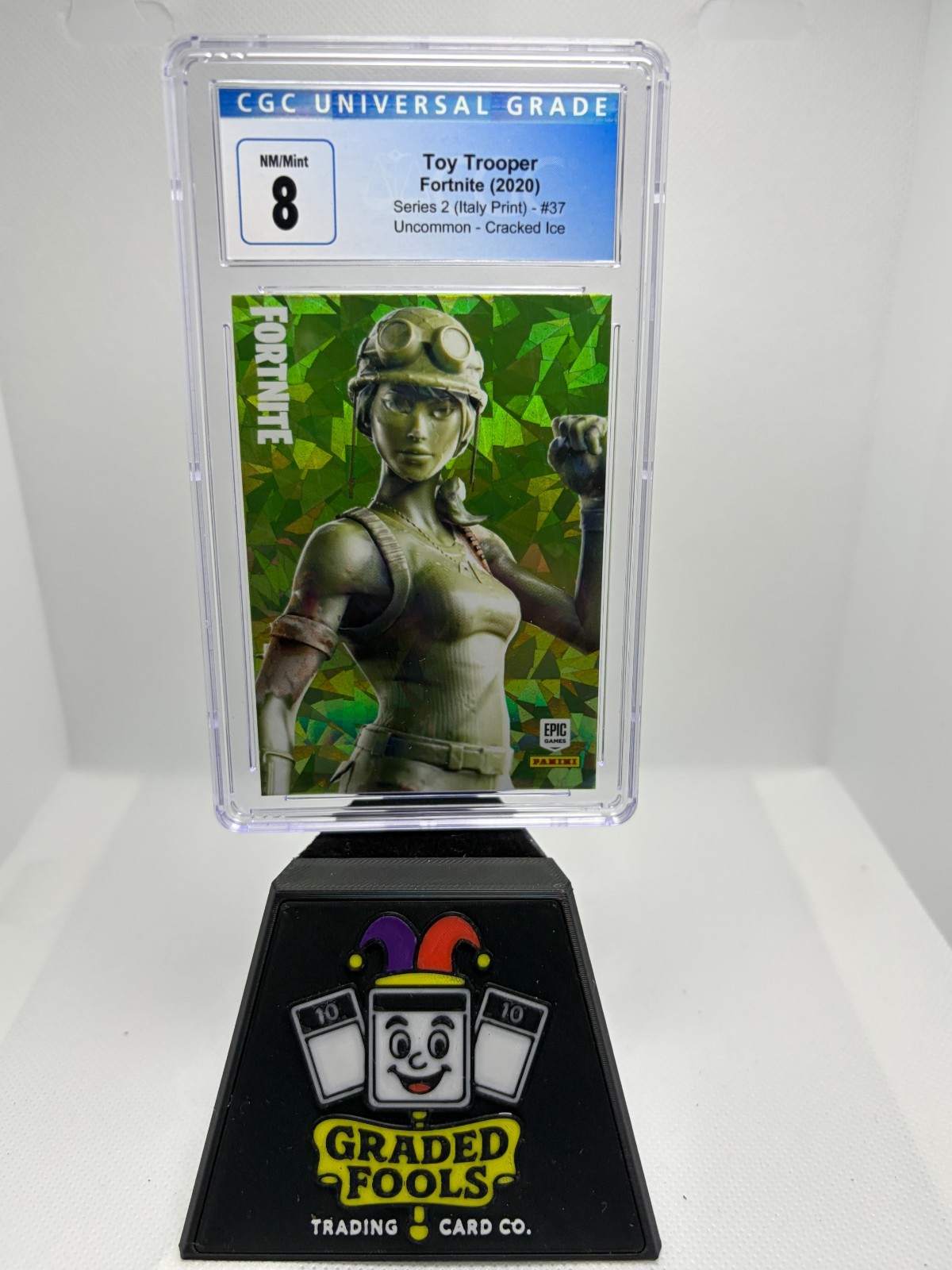 2020 Panini Fortnite Serie 2 Toy Trooper #37 Italia Cracked Ice CGC 8