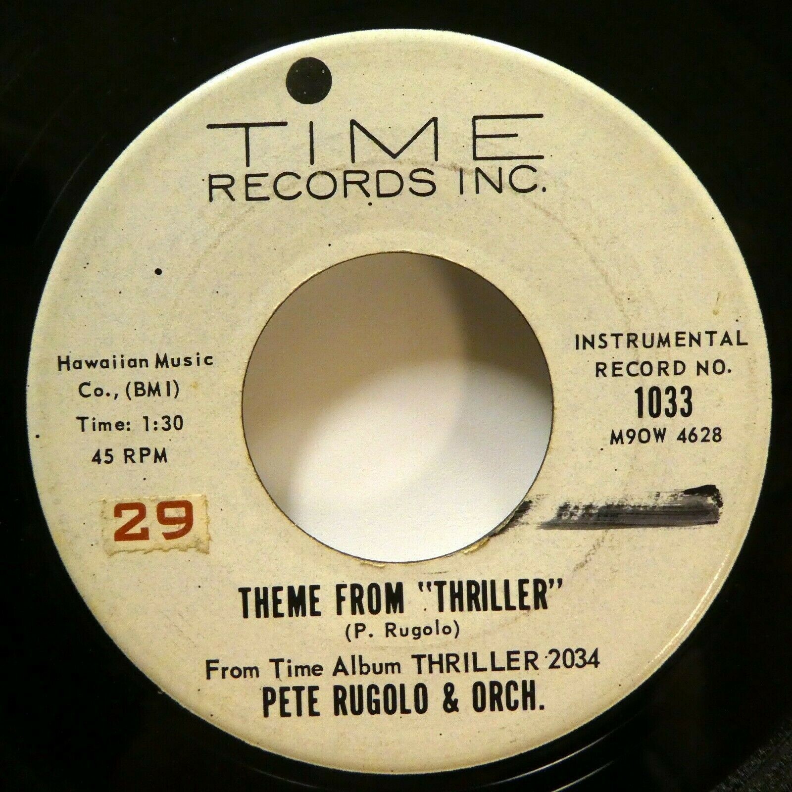 PETE RUGOLO 45 RPM Theme from Thriller / Voodoo Man Promo 7" JF 81