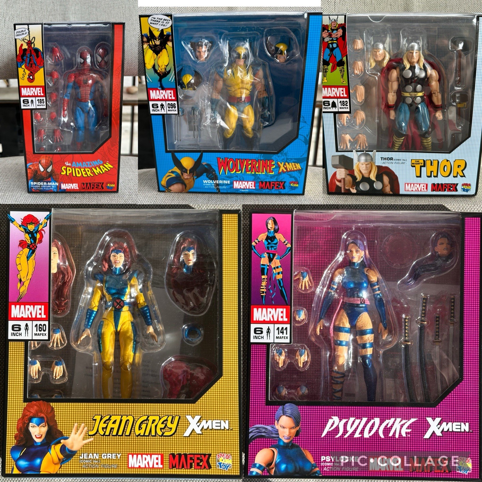 Mafex X-men Avengers Lot Wolverine, Spider man, Jean Grey, Psylocke, Thor 185 Lo