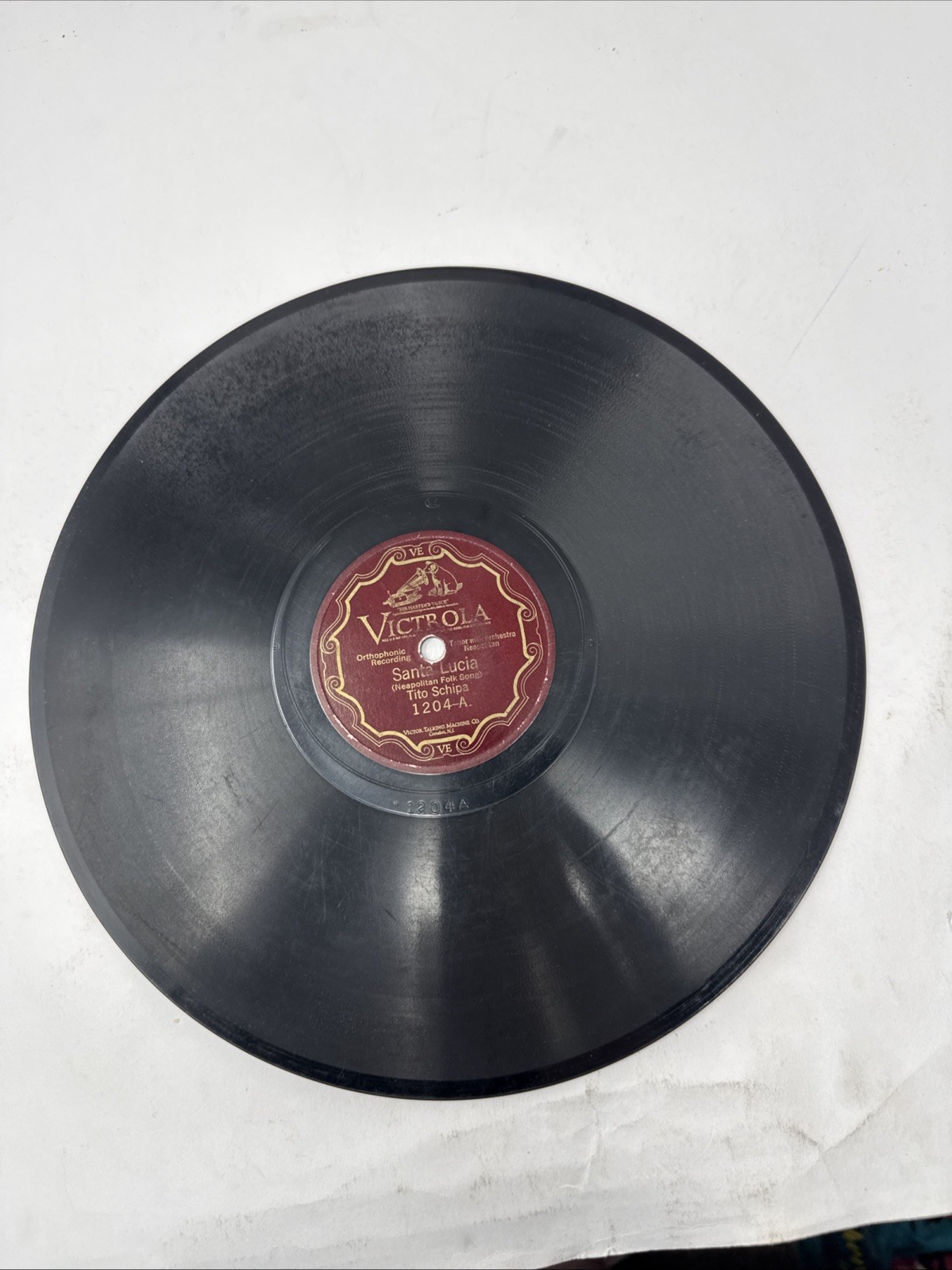 Tito Schipa Santa Lucia / Vieni Sui Marl Victrola 1204 10" 78 RPM VG
