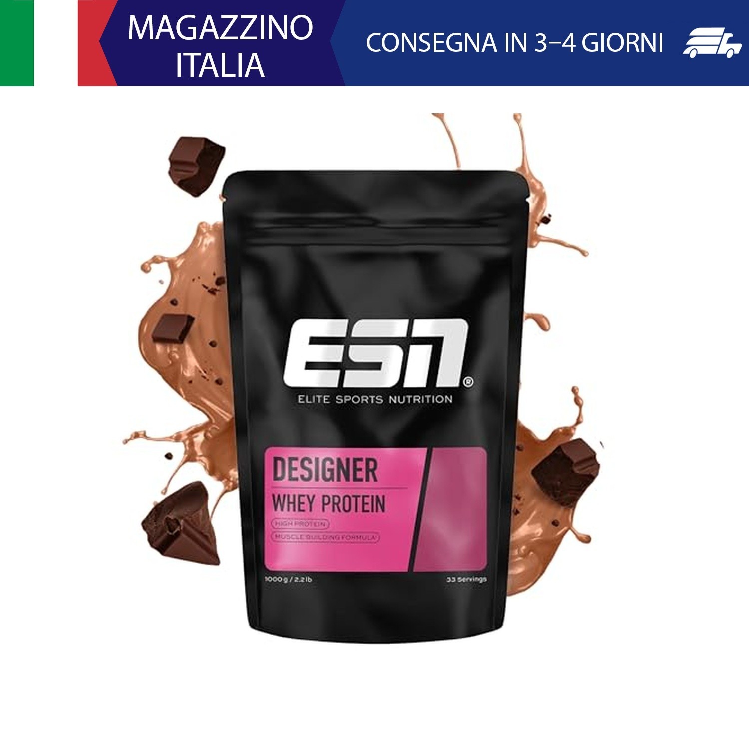 ESN Designer Whey Protein, Chocolate, 1000 g - Proteine in Polvere per lo Svilup