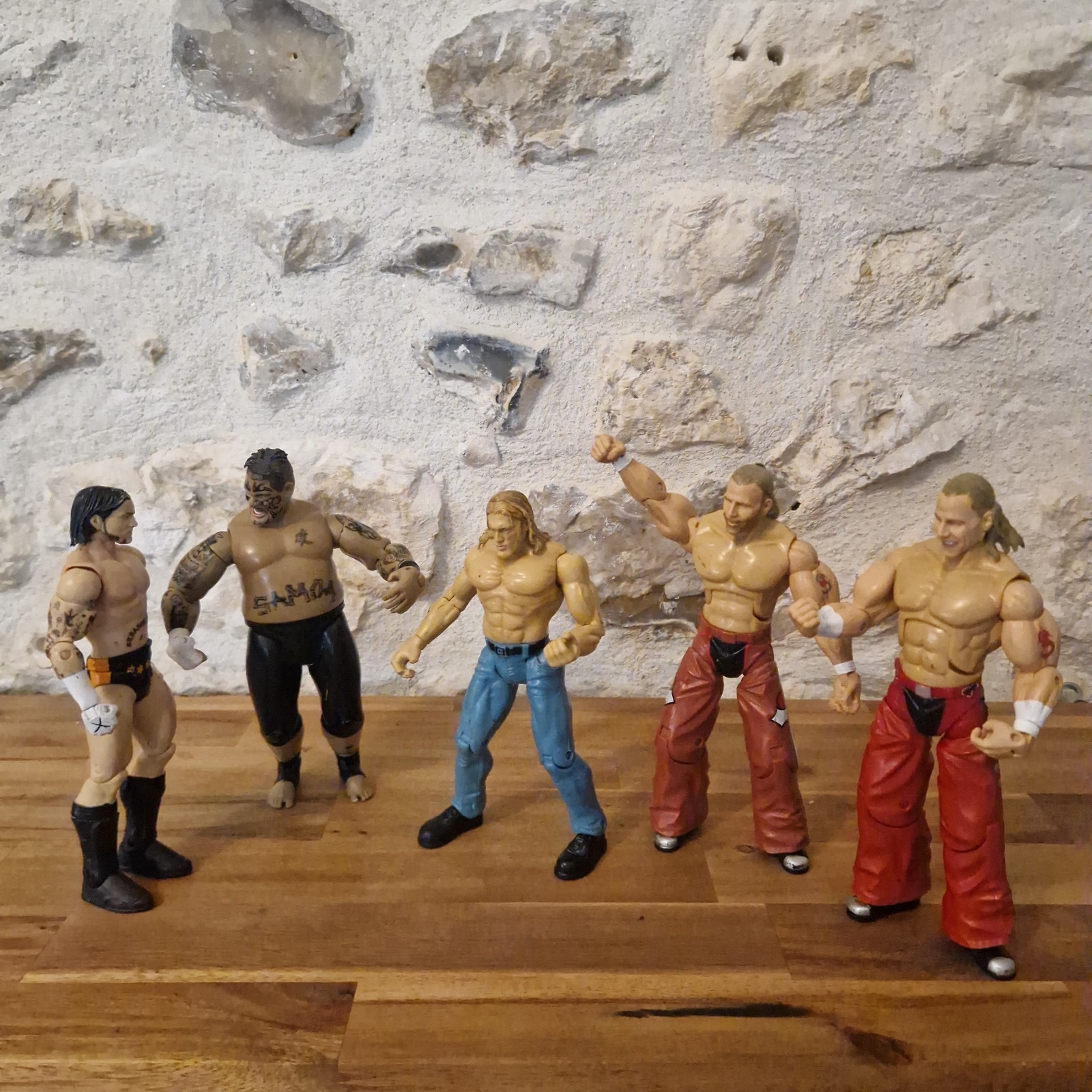 LOT 5 FIGURINES CATCH WWE CM PUNK UMAGA SHAWN MICHAELS EDGE JAKKS PACIFIC 90' 