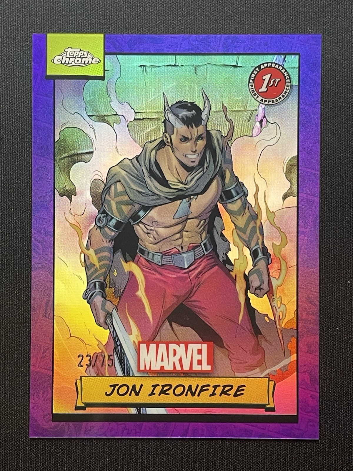 2024 Topps Chrome Marvel Jon Ironfire Viola Rifrattore 23/75 #42 1° Apparizione