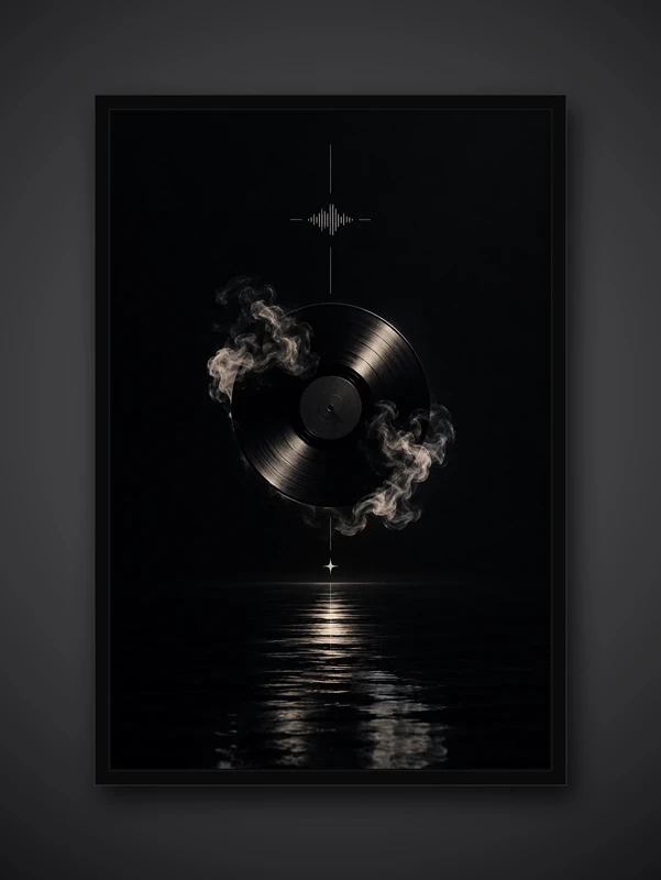 Cuadro enmarcado vinilo y humo