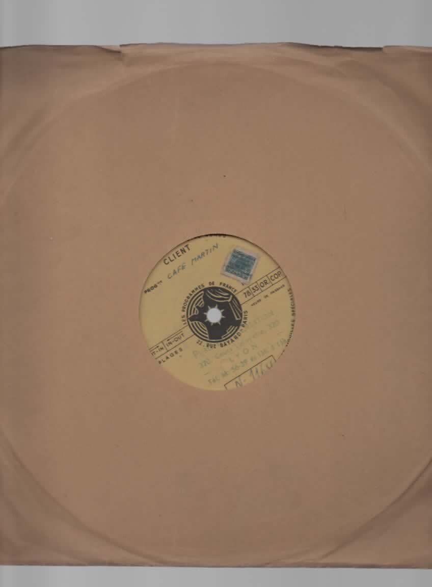 RARE 78 T Vinyl Werbedisk Café Martin
