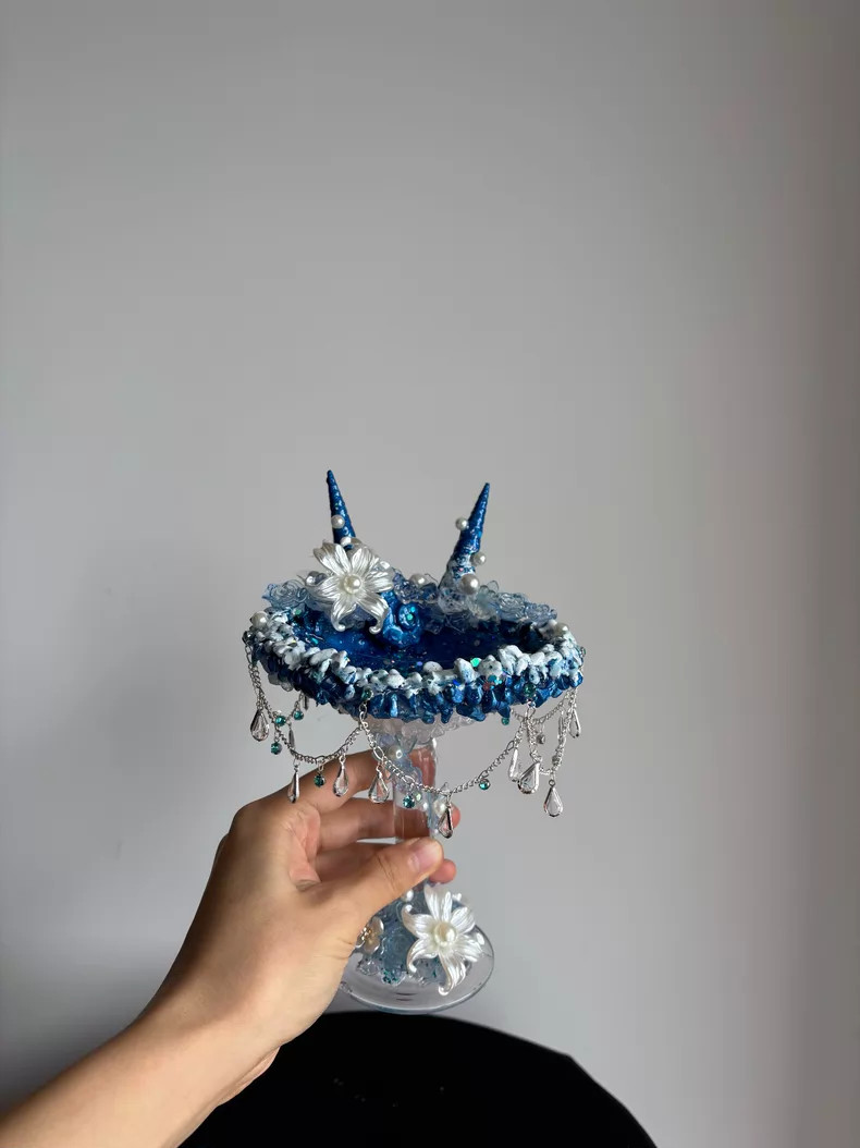 Calice lumaca osso cristallo "Blue Ocean Series" squisito fatto a mano fai da te portacandele