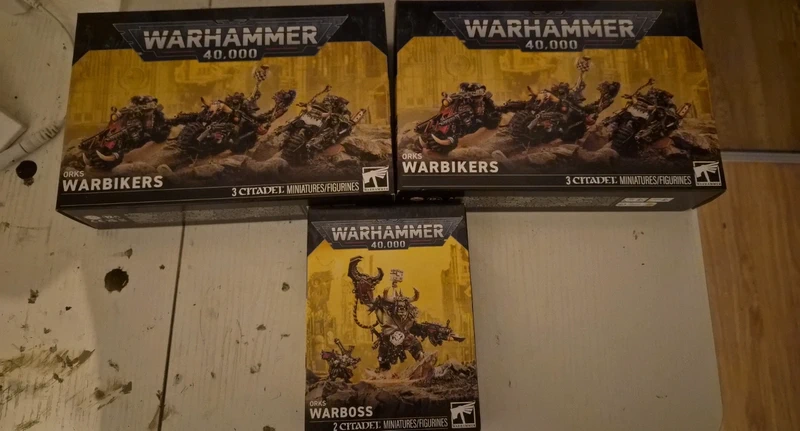 Warhammer Ork 2x Warbikers 1x Warboss