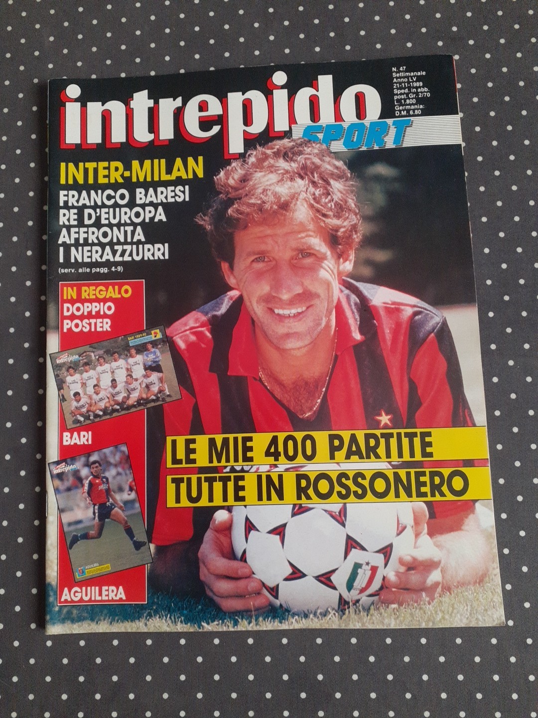 FUMETTO INTREPIDO SPORT NUMERO 47 ANNO 1989 FRANCO  BARESI MILAN  DOPPIO POSTER