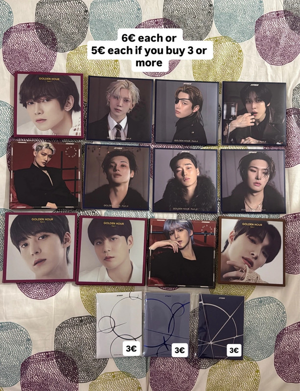 WTS Ateez Golden Hour pt 1, pt 2 and pt 4 digipacks and Gh pt 4 pocas - all inclusions NO PCS