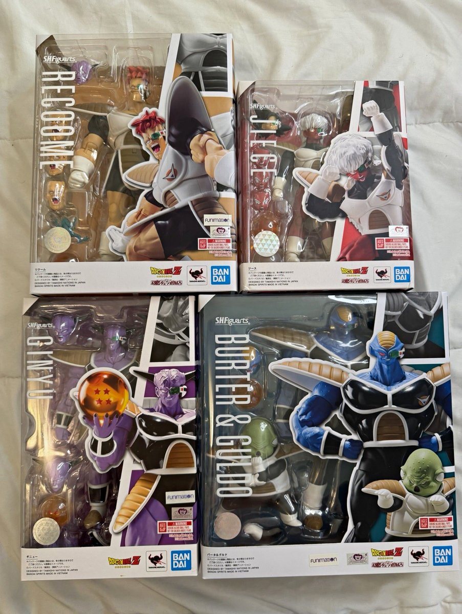 S.H.Figuarts Dragon Ball Z Ginyu Force Set in scatola con Dragon Ball e mani