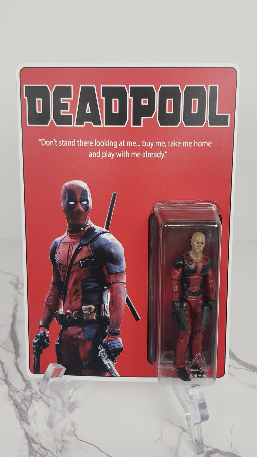 Rara statuina Deadpool Red Suit personalizzata firmata Gary Stevenson #8 Mindbender Toys