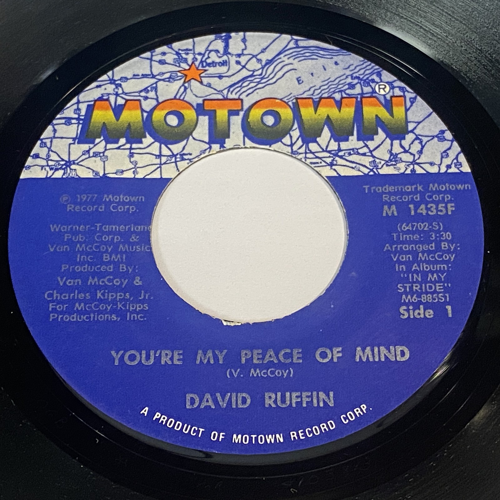 David Ruffin: You're My Peace Of Mind / Rode By The Place 45 - Motown - Soul