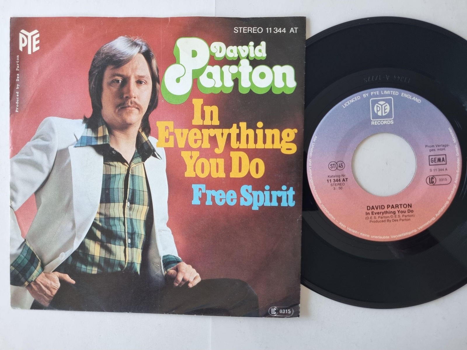 David Parton - In Everything You Do / Free Spirit 7'' Vinyl Germany