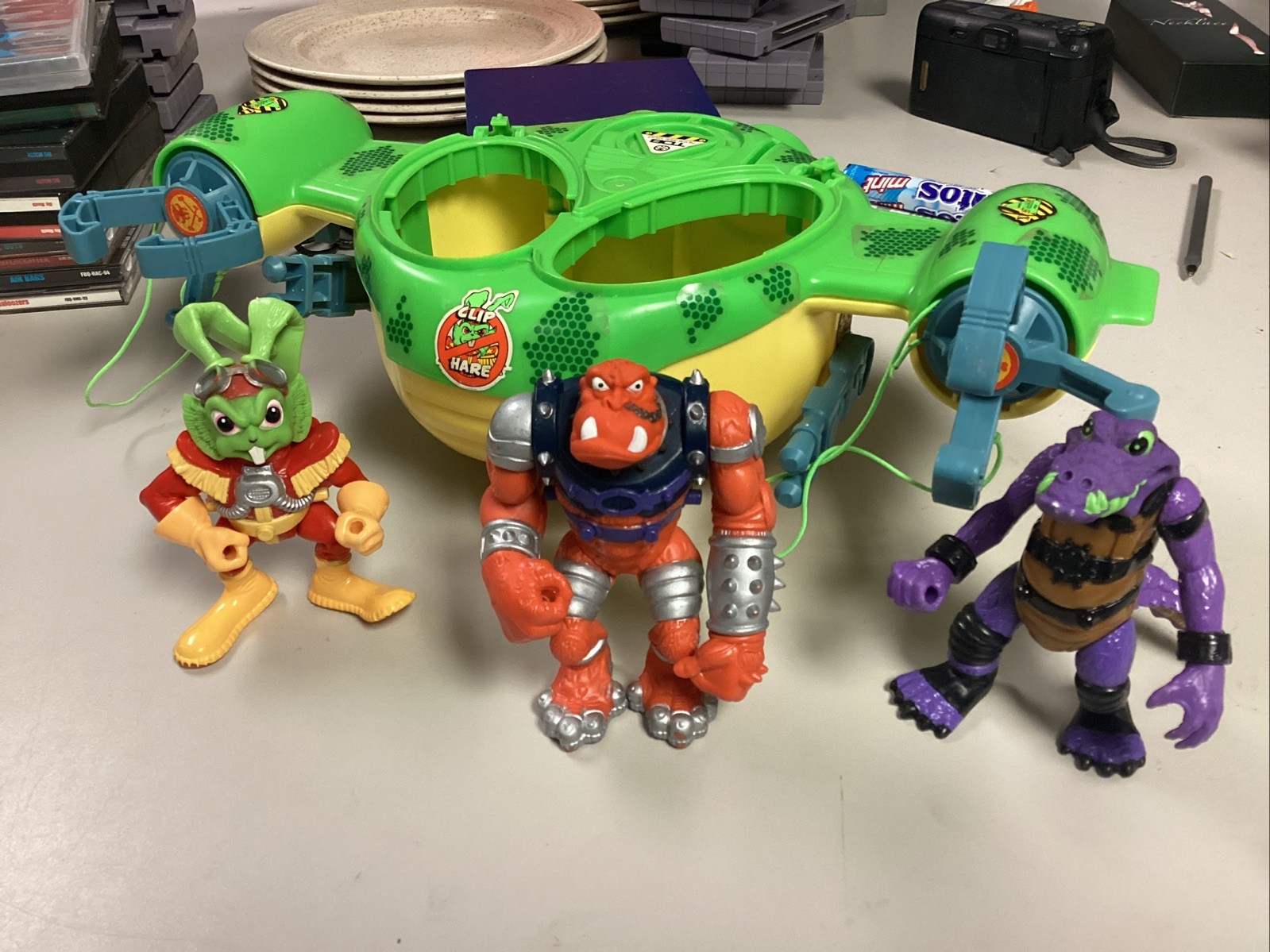 Figurine vintage 1990 Hasbro Bucky O'Hare, Al Navigator, Bruiser con astronave