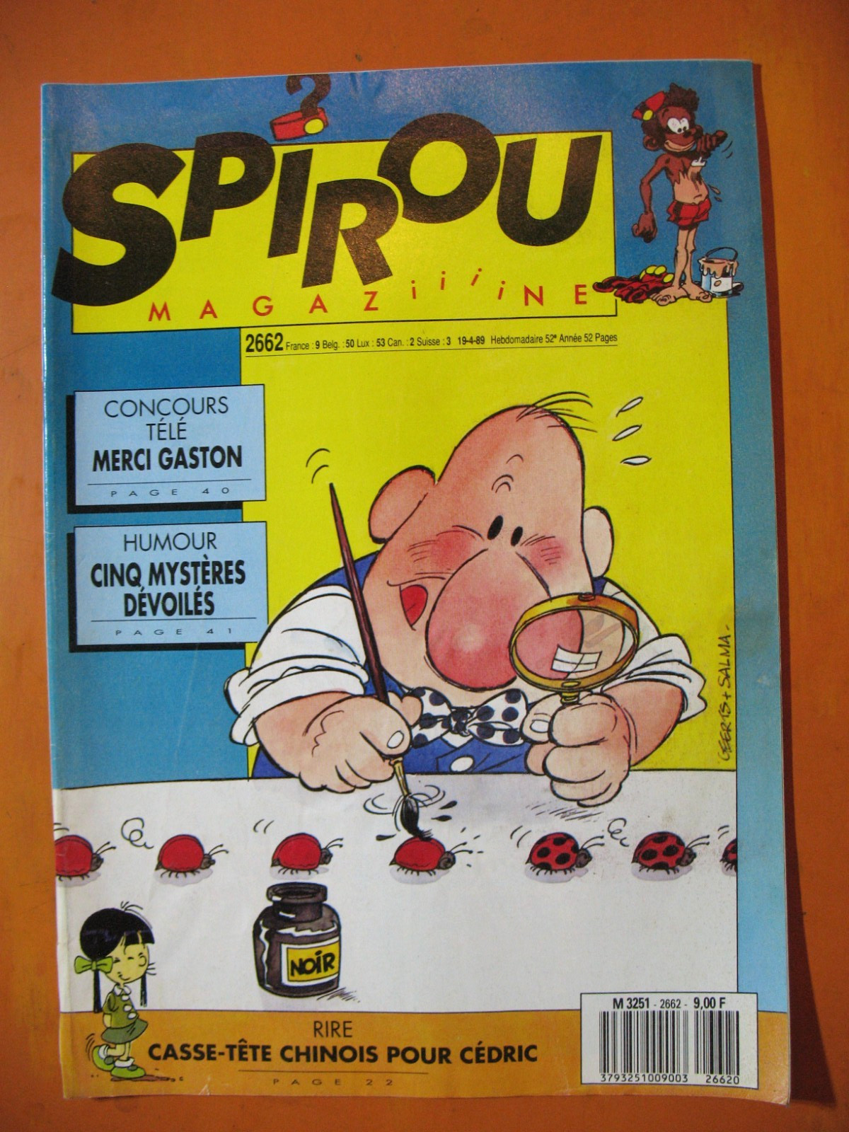 SPIROU Magazine N° 2662 du 19/04/1989- Casse-tête chinois pour Cédric