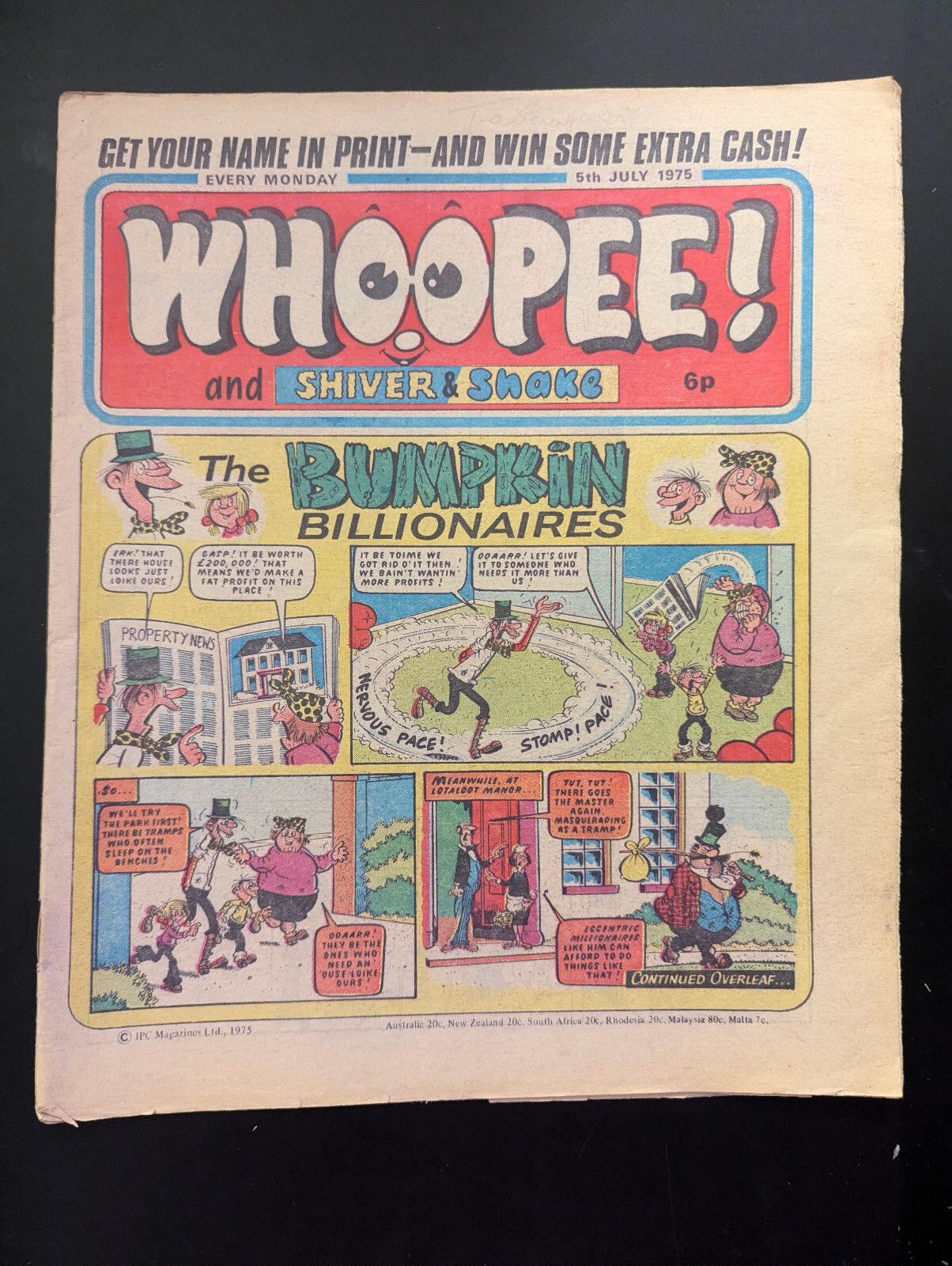 Whoopee and Shiver and Shake Comic, 5th July 1975, IPC.