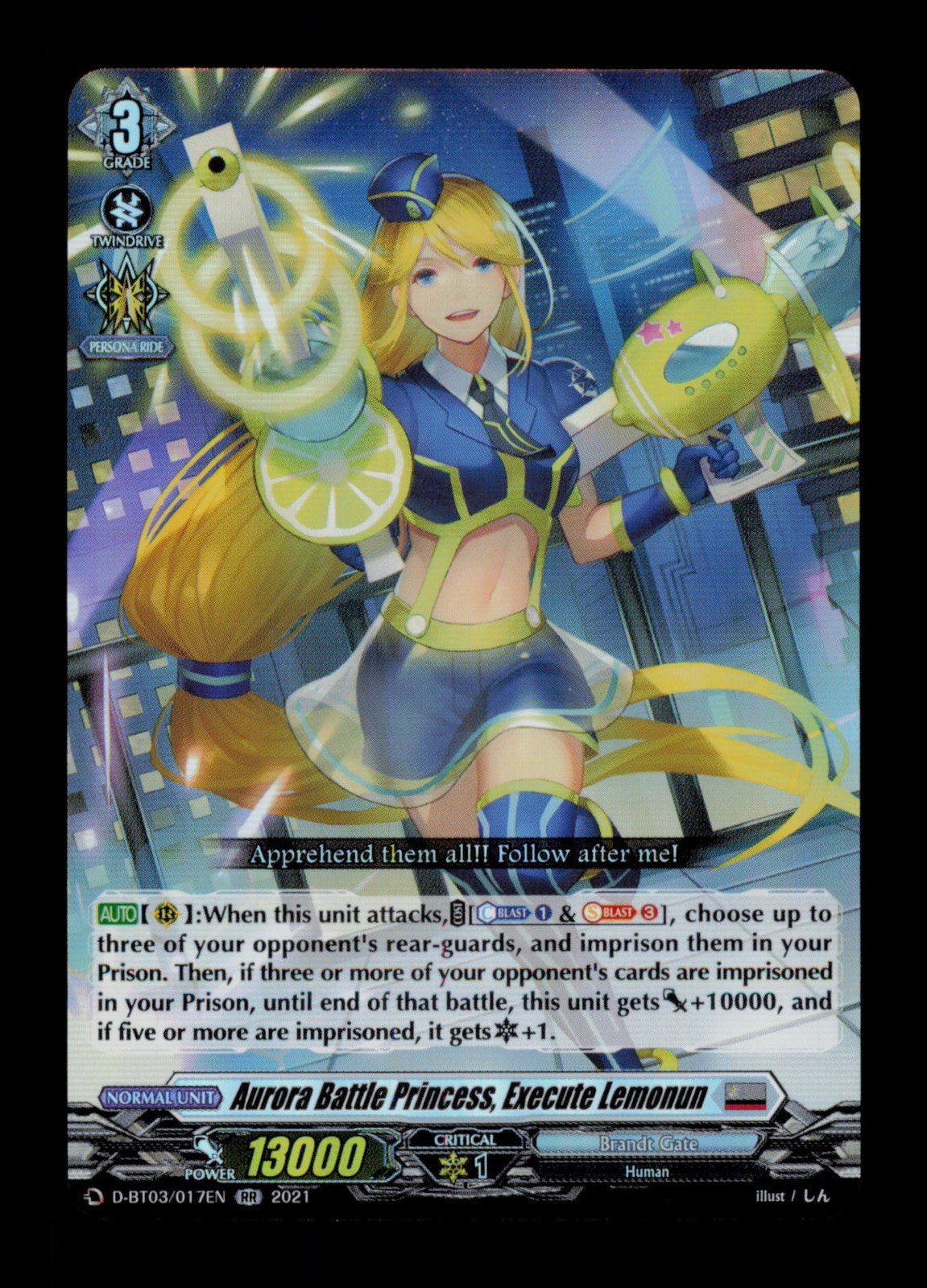 Aurora Battle Princess Execute Lemonun Vanguard Holo 2023 Cardfight Trading Card