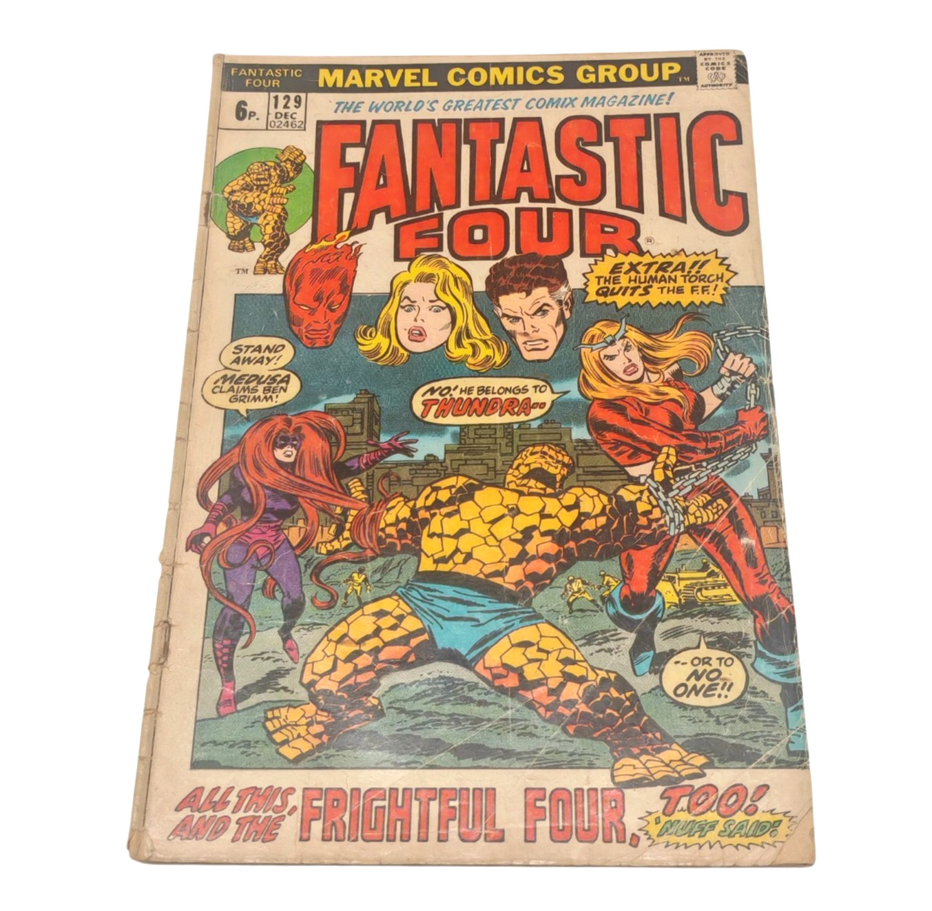 Fantastic Four #129 Comic 1972 Marvel 1st App Thundra Key Bronze Age