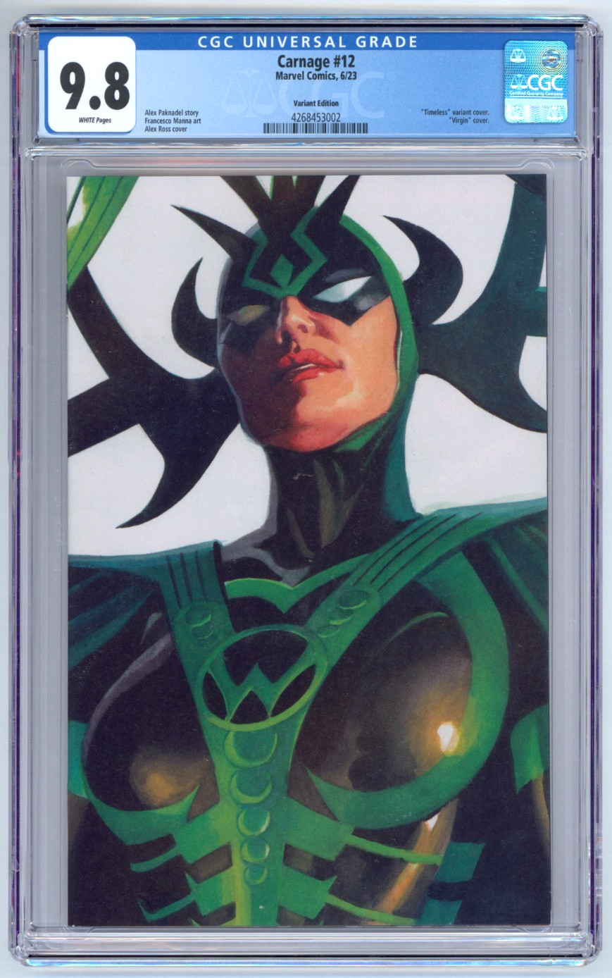 Carnage #12 CGC 9.8 Alex Ross Timeless Hela Virgin variante copertina Marvel 2023
