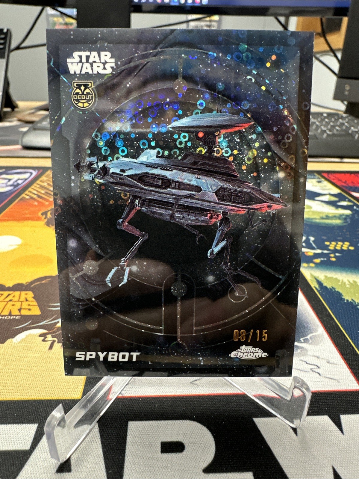 2026 Topps Chrome Star Wars Spybot rifrattore galassia nero 8/15
