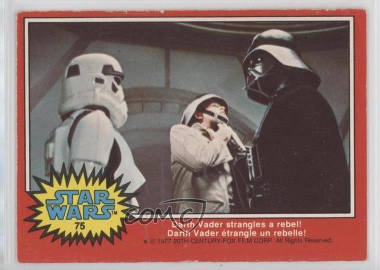 1977 O-Pee-Chee Star Wars Darth Vader Strangles A Rebel #75 0lk4