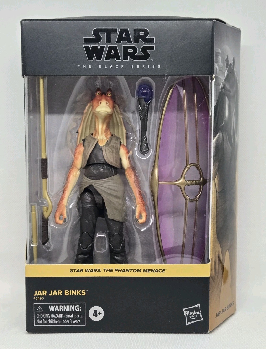 Personaggio nuovo con scatola Star Wars serie nera Phantom Menace Jar Jar Binks scala 6"